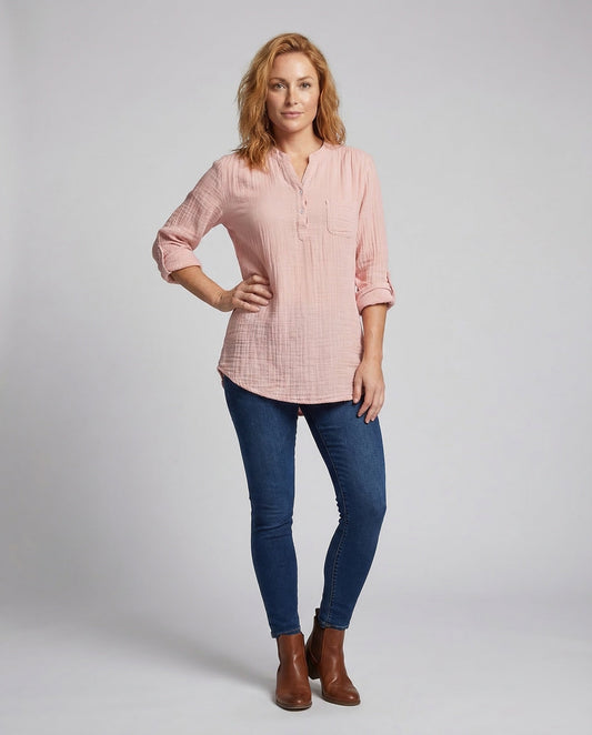 Tunica Donna in Mussola Stile Henley - Brentozzi