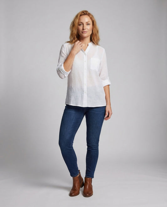 Camicia Donna in Tessuto Crinkle con Tasca sul Petto - Brentozzi