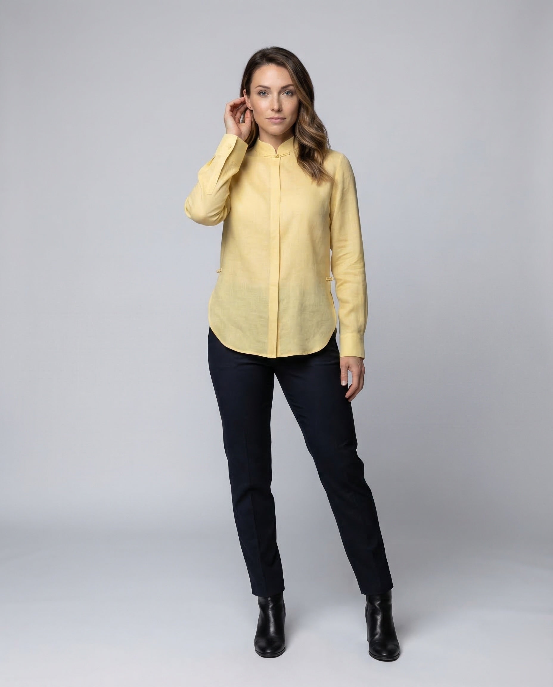 Camicia Donna in Misto Lino con Chiusura Nodo - Brentozzi