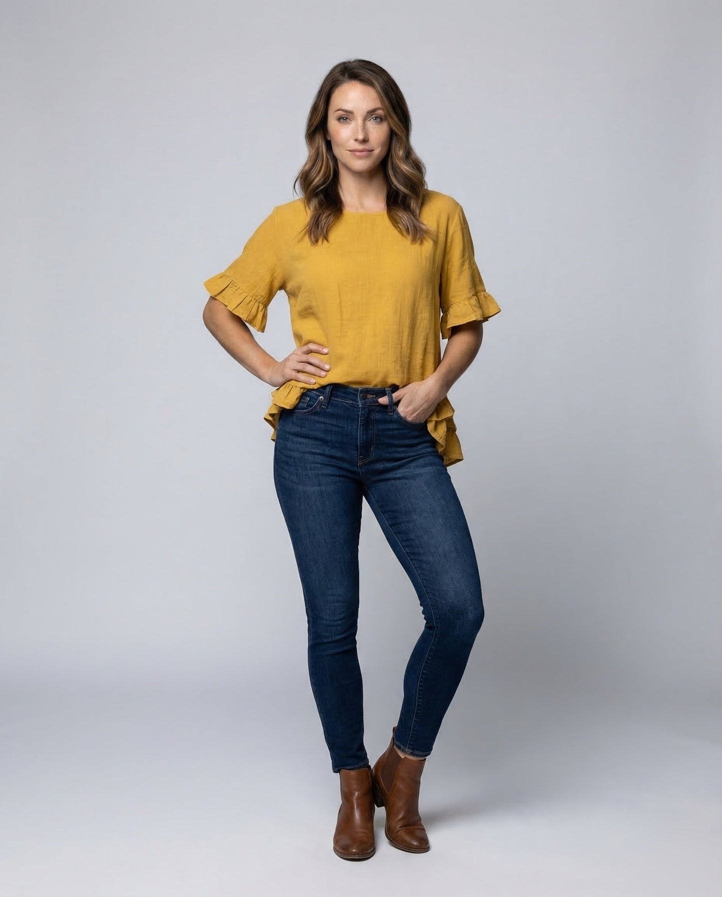 Blusa Donna in Lino Volant Orlo Multistrato - Brentozzi