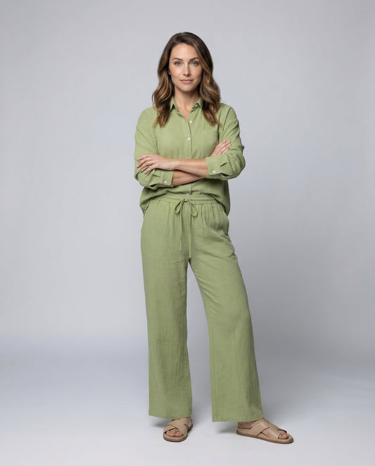Completo Donna Pantaloni Cordoncino Tessuto Crinkle - Brentozzi