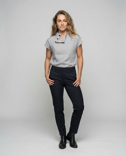 Camicia Donna in Lino con Bottoni Decorativi - Brentozzi