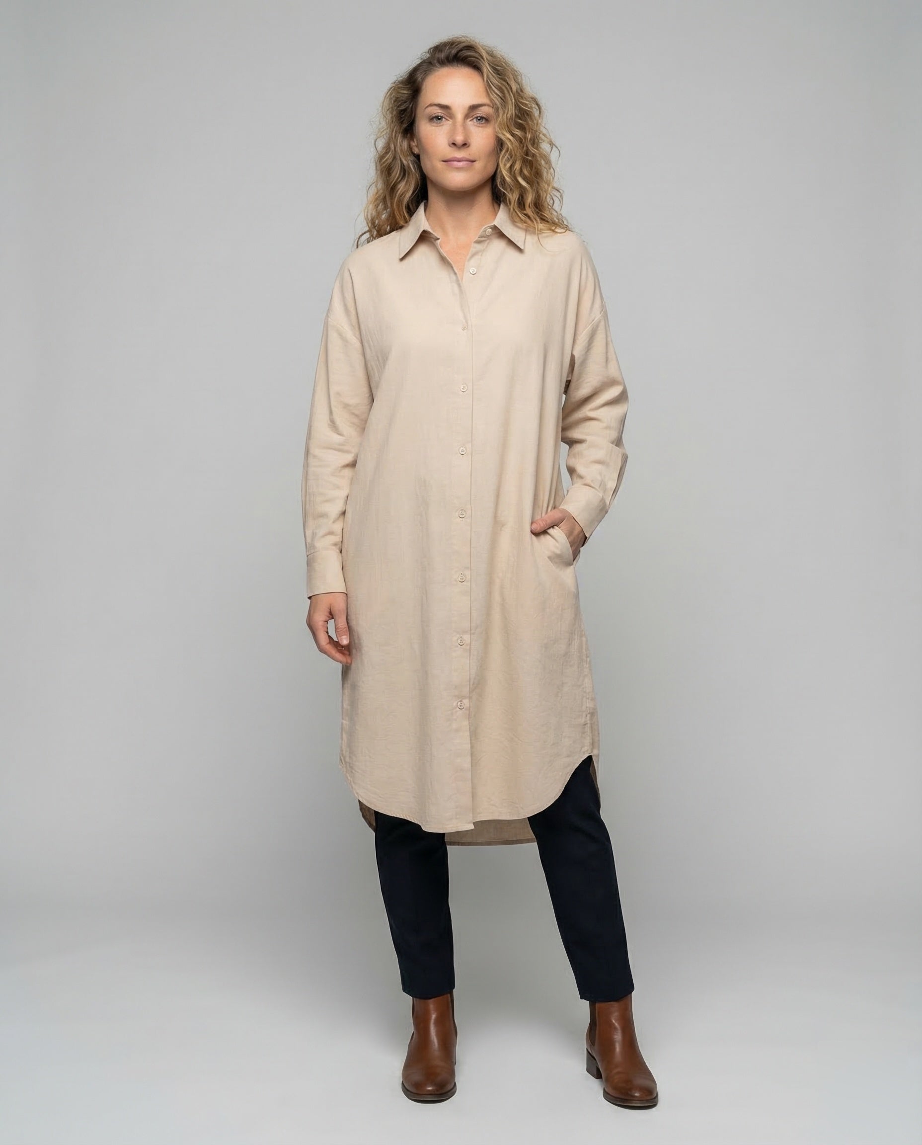 Abito Maxi Donna Camicia Vestibilità Rettangolare - Brentozzi