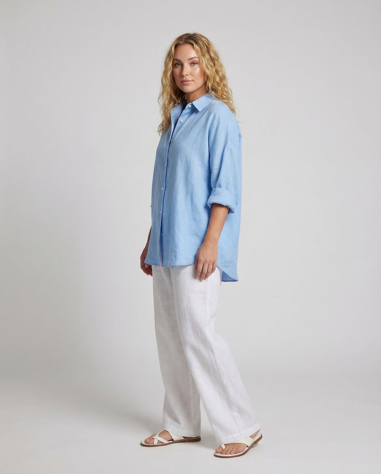 Camicia Oversize Donna in Lino Manica a Sbuffo - Brentozzi