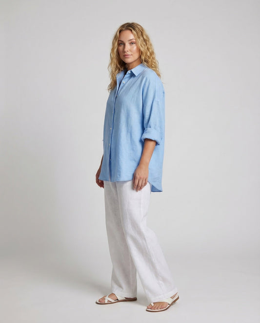 Camicia Oversize Donna in Lino Manica a Sbuffo - Brentozzi