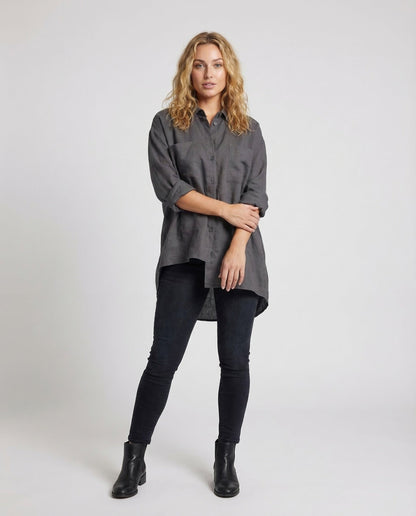 Camicia Oversize Donna Orlo Asimmetrico Manica Lunga - Brentozzi
