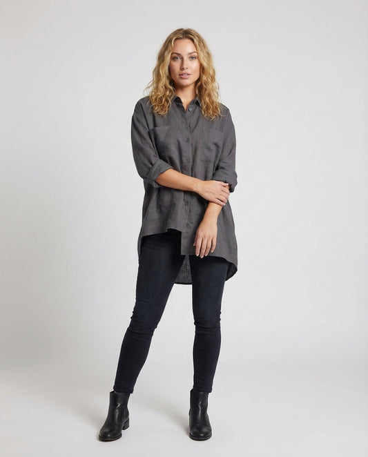Camicia Oversize Donna Orlo Asimmetrico Manica Lunga - Brentozzi