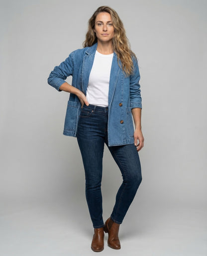 Blazer Donna Denim con Bottoni Decorativi - Brentozzi