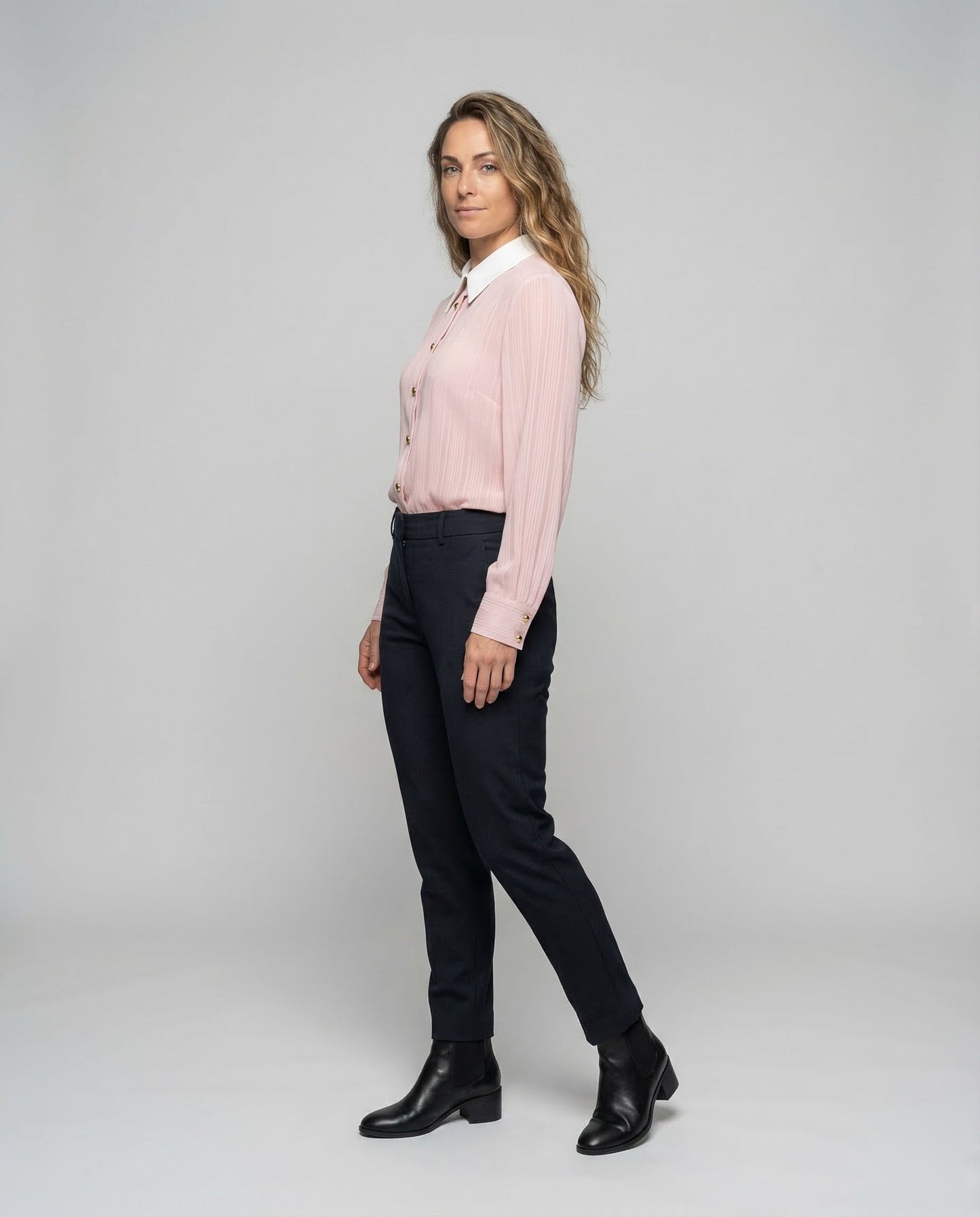 Blusa Plissettata Donna in Chiffon con Bottoni Frontali - Brentozzi