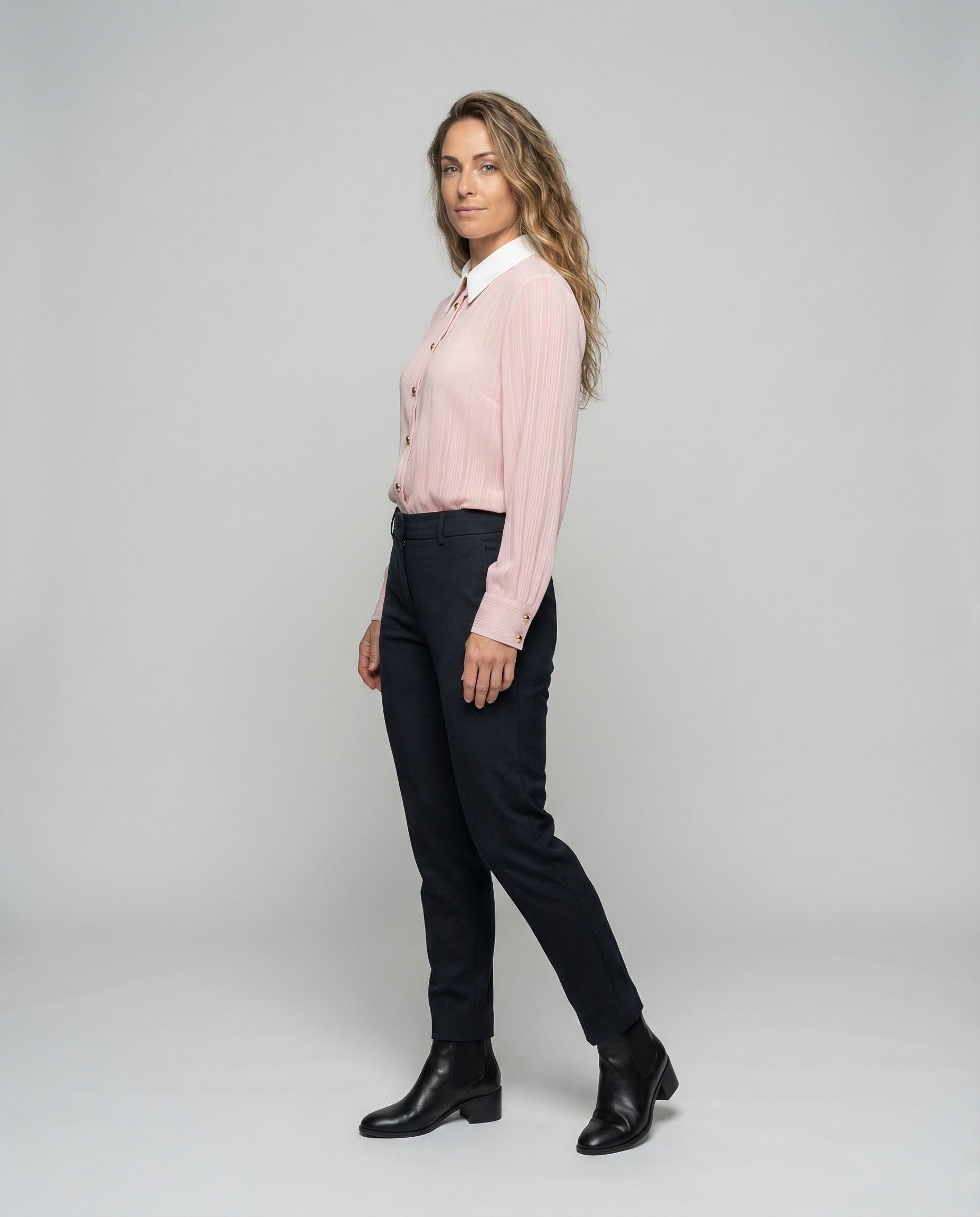 Blusa Plissettata Donna in Chiffon con Bottoni Frontali - Brentozzi