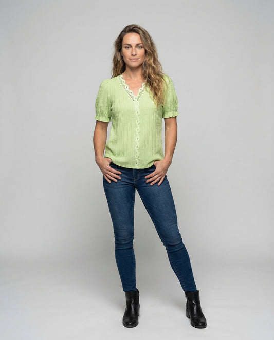 Blusa Donna Scollo a V Maniche a Sbuffo - Brentozzi