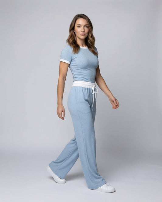 Completo Donna in Maglia Costine Pantaloni Palazzo Comodi - Brentozzi