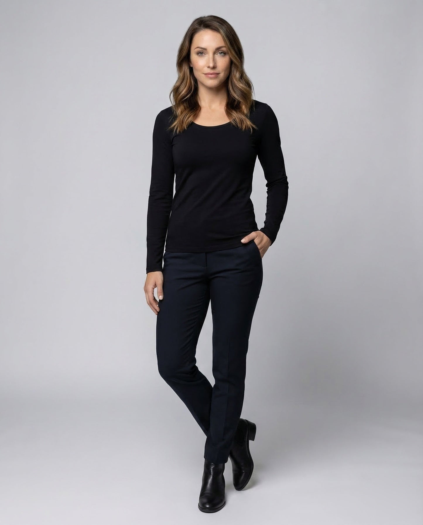 Maglia Donna Manica Lunga Cotone Jersey Svasata - Brentozzi