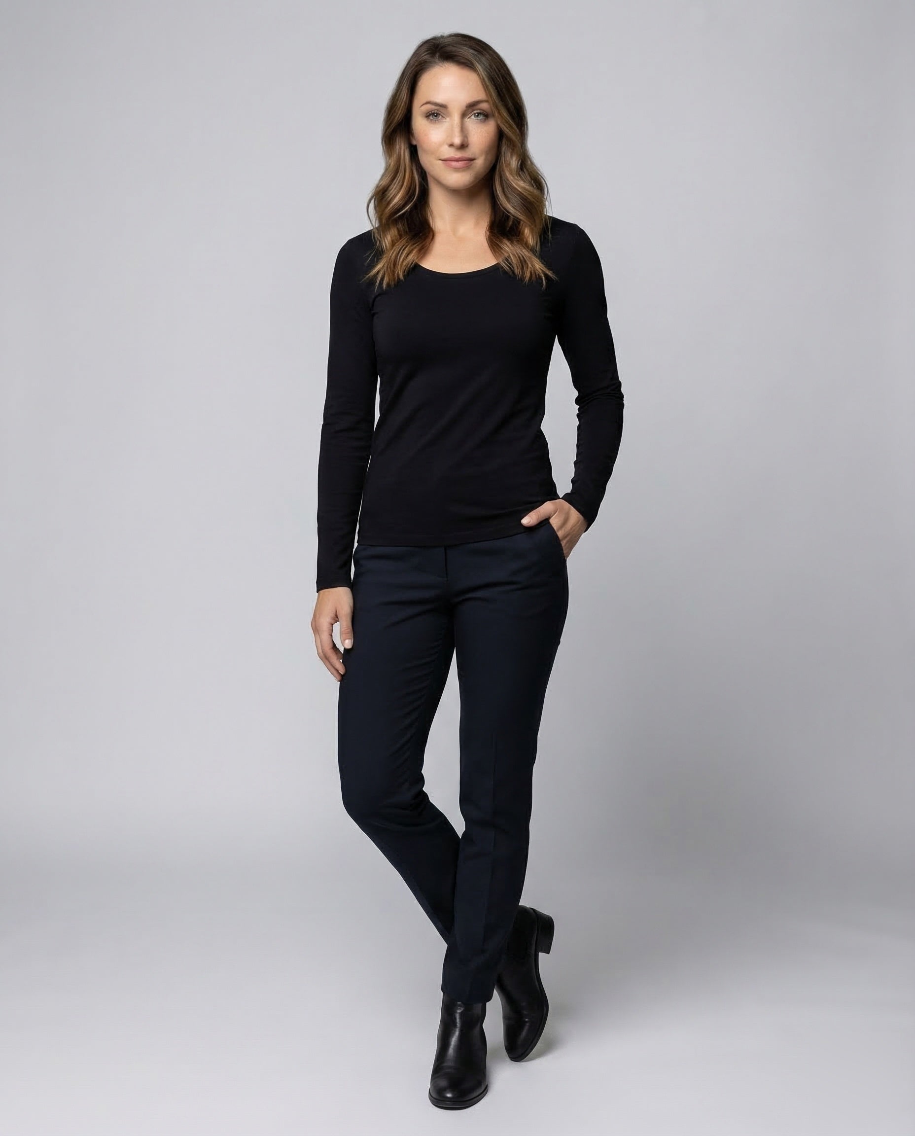 Maglia Donna Manica Lunga Cotone Jersey Svasata - Brentozzi