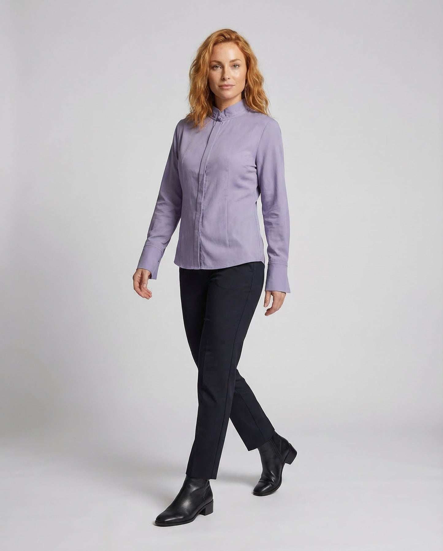 Camicia Donna Collo Alto con Bottoni Nascosti - Brentozzi