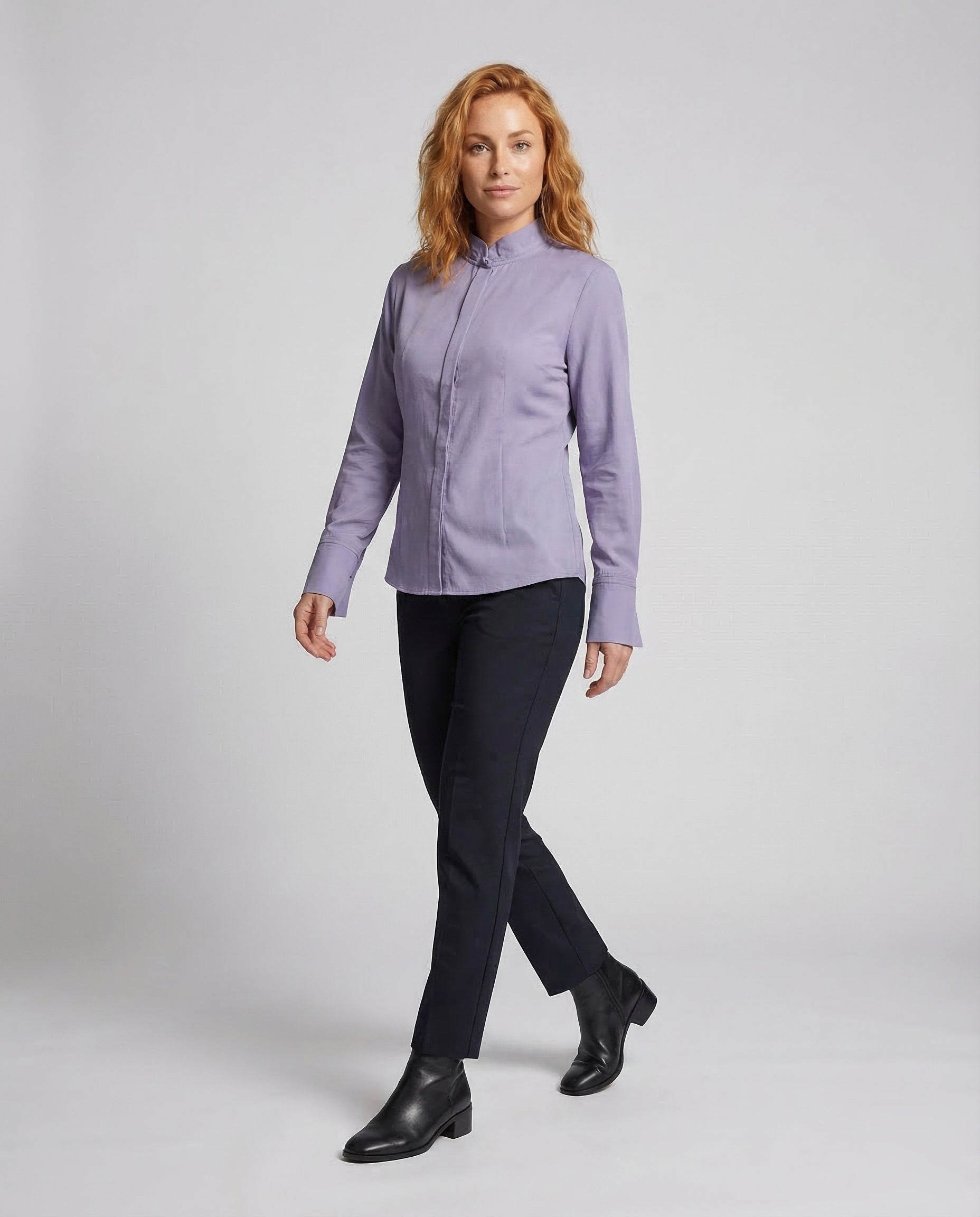 Camicia Donna Collo Alto con Bottoni Nascosti - Brentozzi