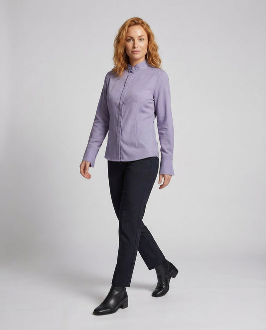 Camicia Donna Collo Alto con Bottoni Nascosti - Brentozzi