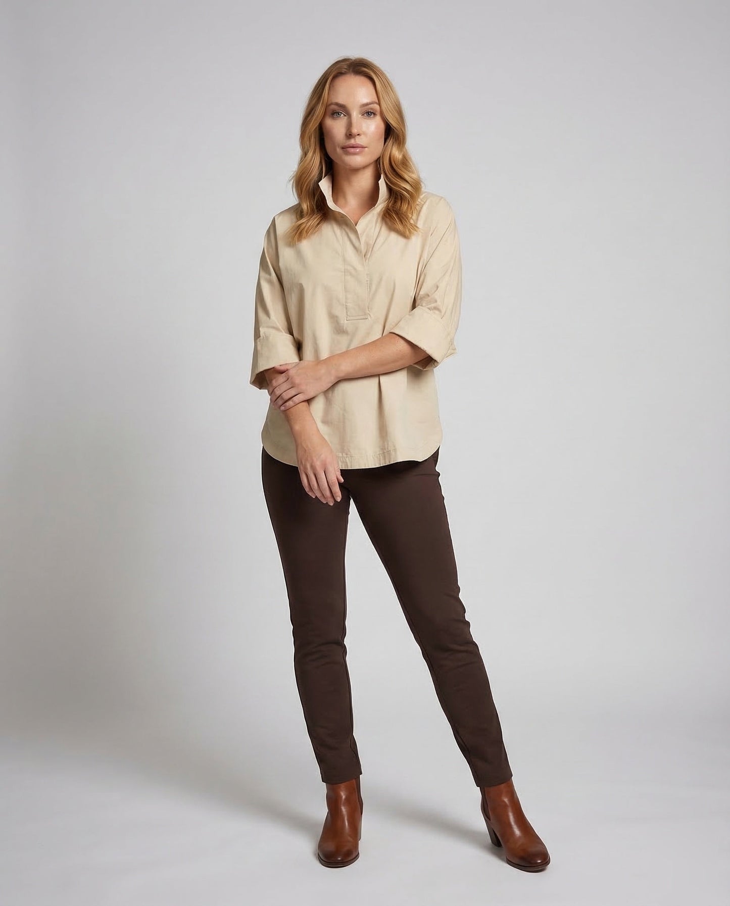 Camicia Donna Sfiancata Collo Alto - Brentozzi