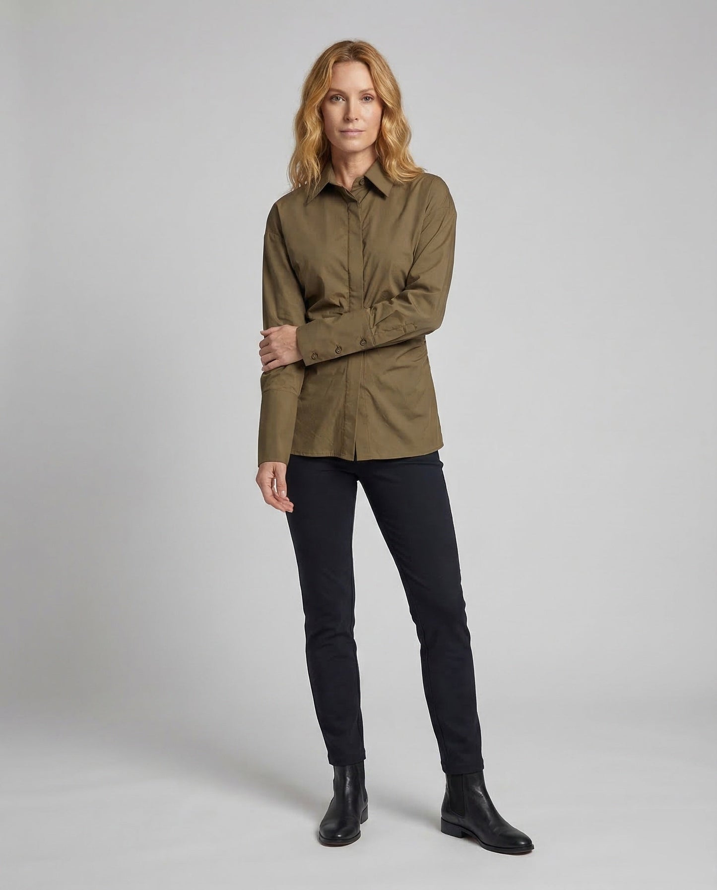 Camicia Donna in Popeline con Arricciatura Laterale - Brentozzi