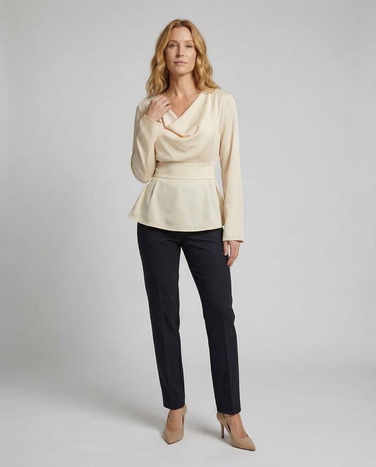 Camicia Donna in Satin Collo a Cascata Manica a Campana - Brentozzi