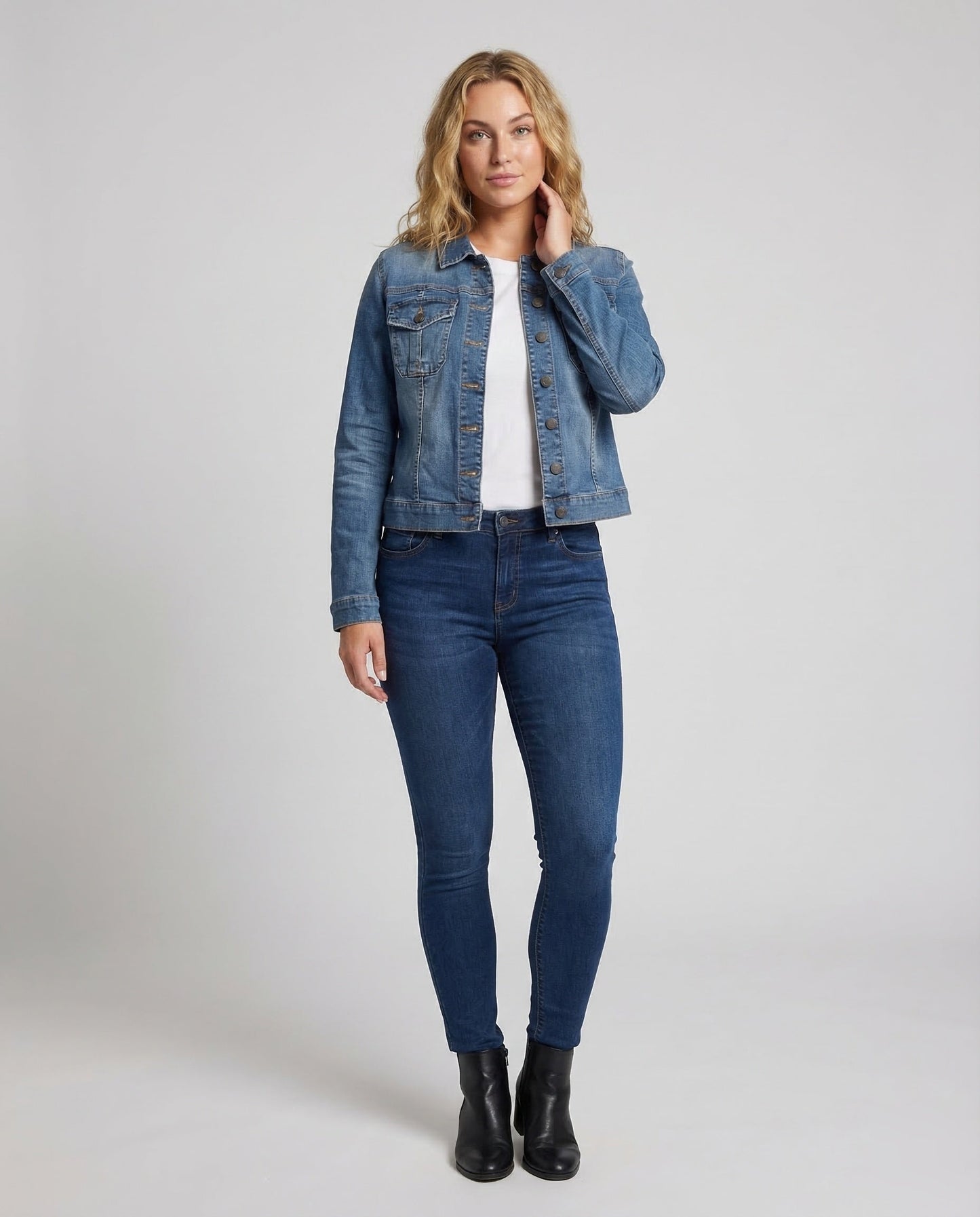 Giacca Trucker Donna Denim Stretch Taglio Slim - Brentozzi