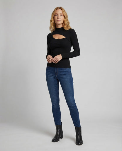 Maglia Donna in Maglia Costina Scollo con Cut-Out - Brentozzi