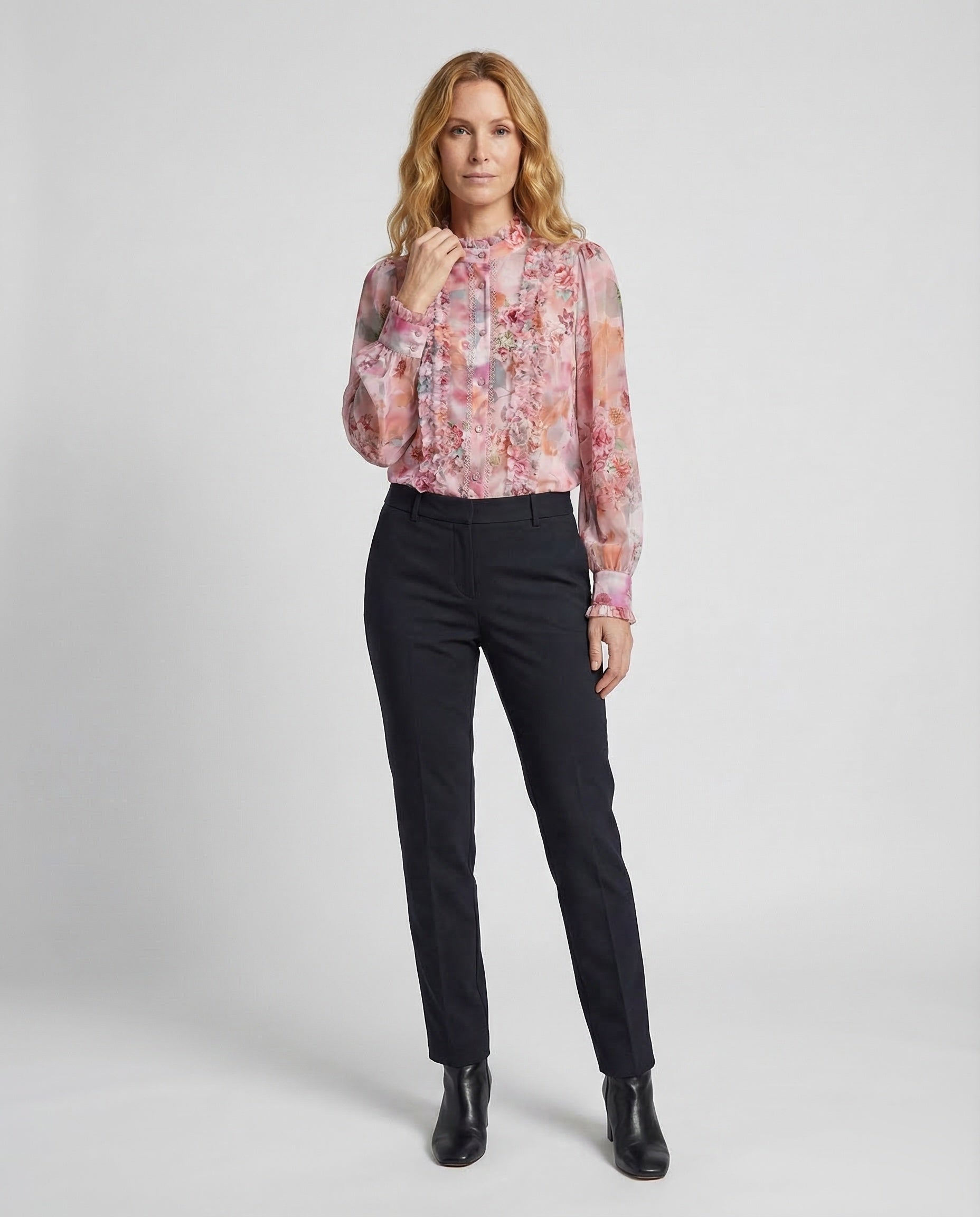 Blusa Donna in Chiffon Trasparente con Ruches Frontali - Brentozzi