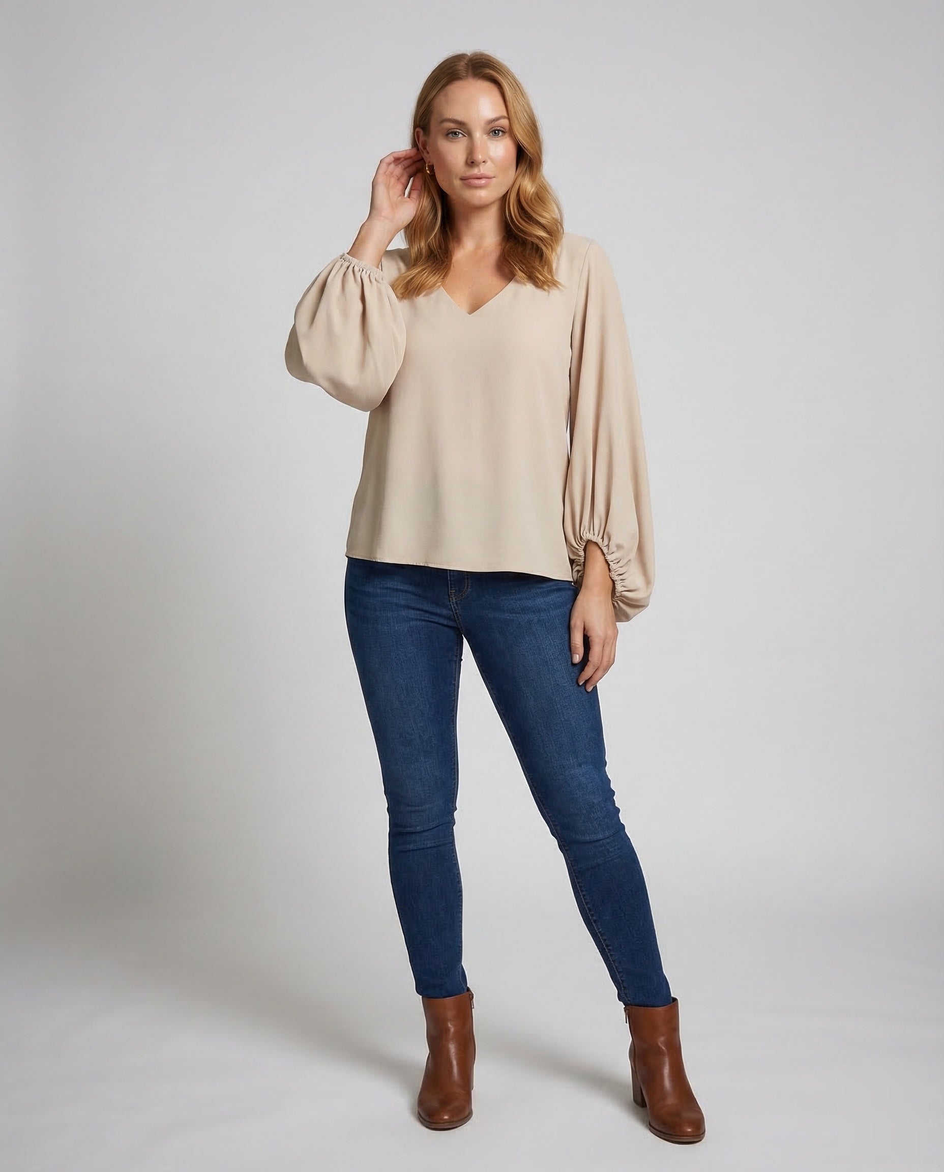Blusa Donna in Crêpe Manica Vescica - Brentozzi
