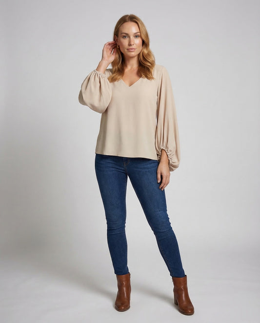 Blusa Donna in Crêpe Manica Vescica - Brentozzi