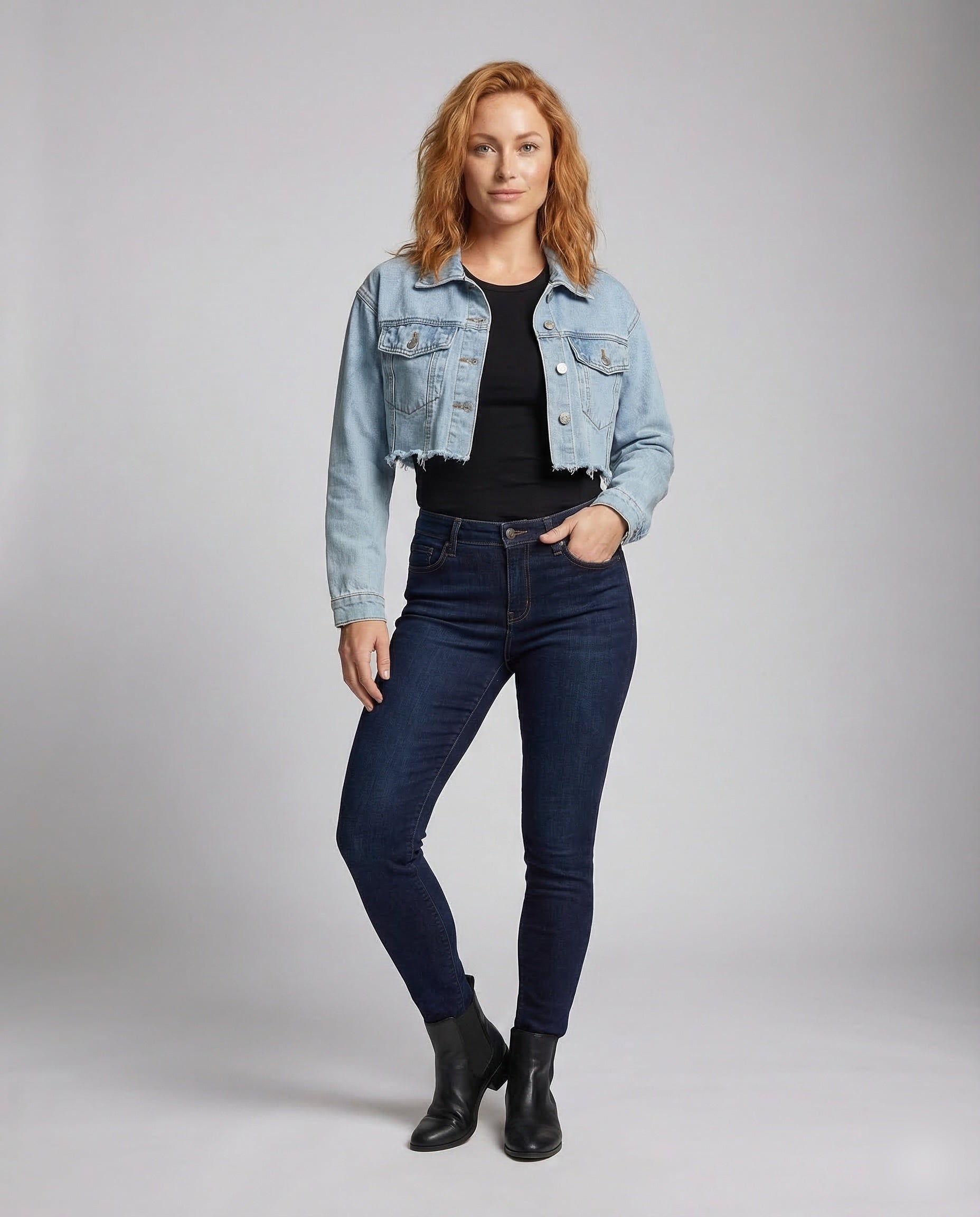Giacca Jeans Donna Manica Corta Orlo Grezzo - Brentozzi