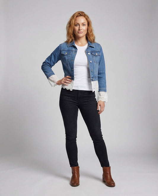 Giacca Jeans Donna Corto Ricamo Fori - Brentozzi
