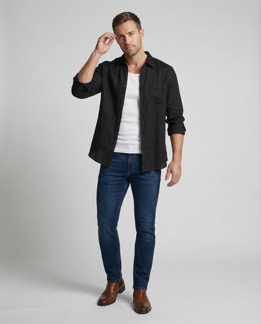 Camicia Uomo in Lino Collo Aperto Casual - Brentozzi