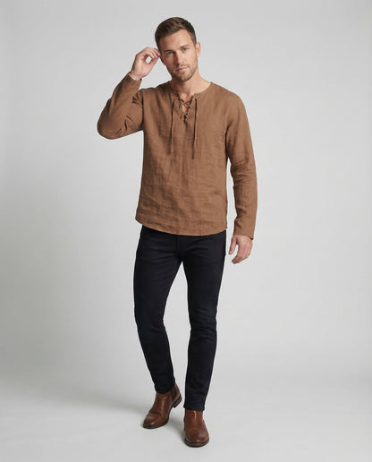 Camicia Uomo Oversize in Lino con Lacci - Brentozzi