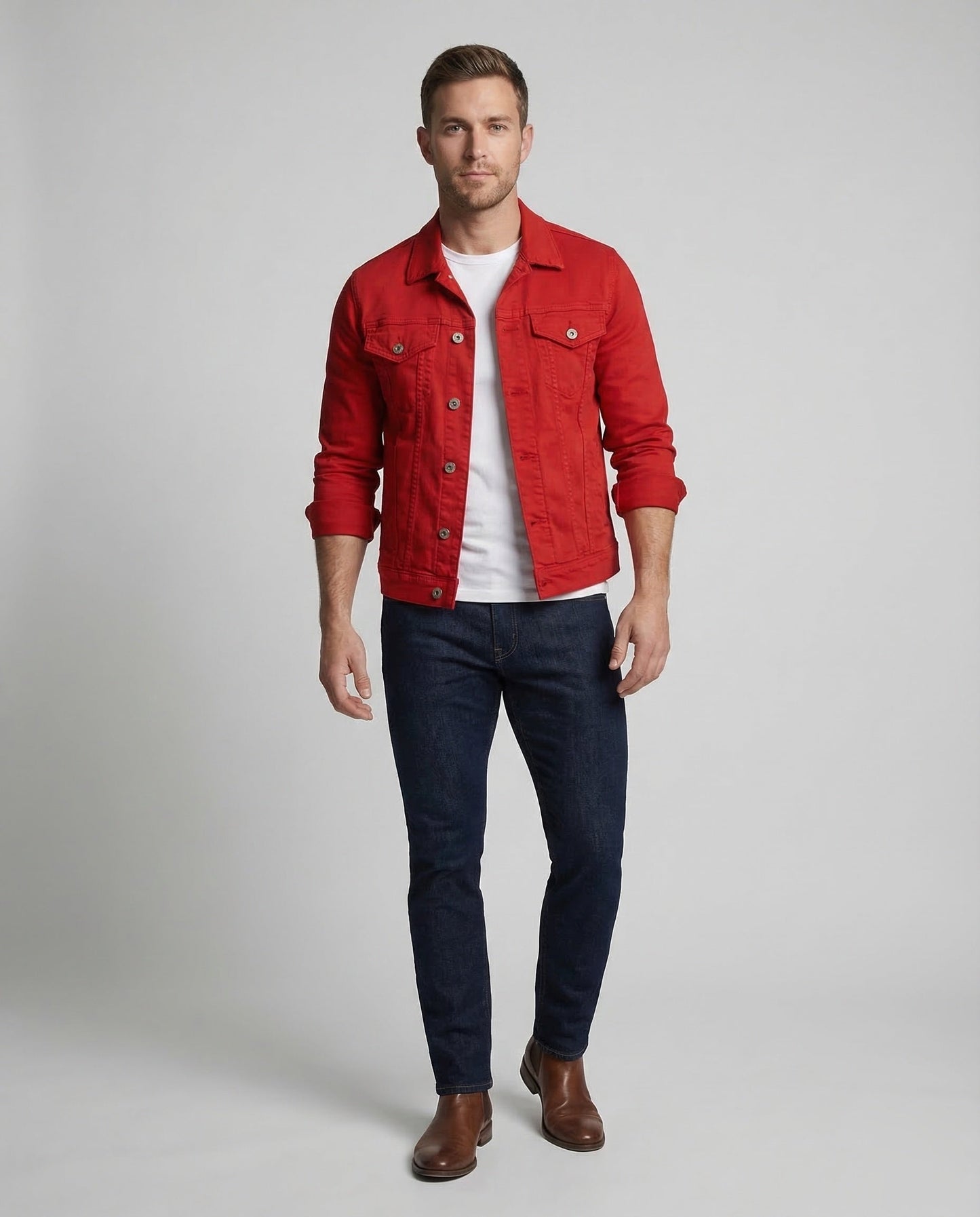 Giacca Jeans Uomo Slim Fit Cuciture Decorative - Brentozzi