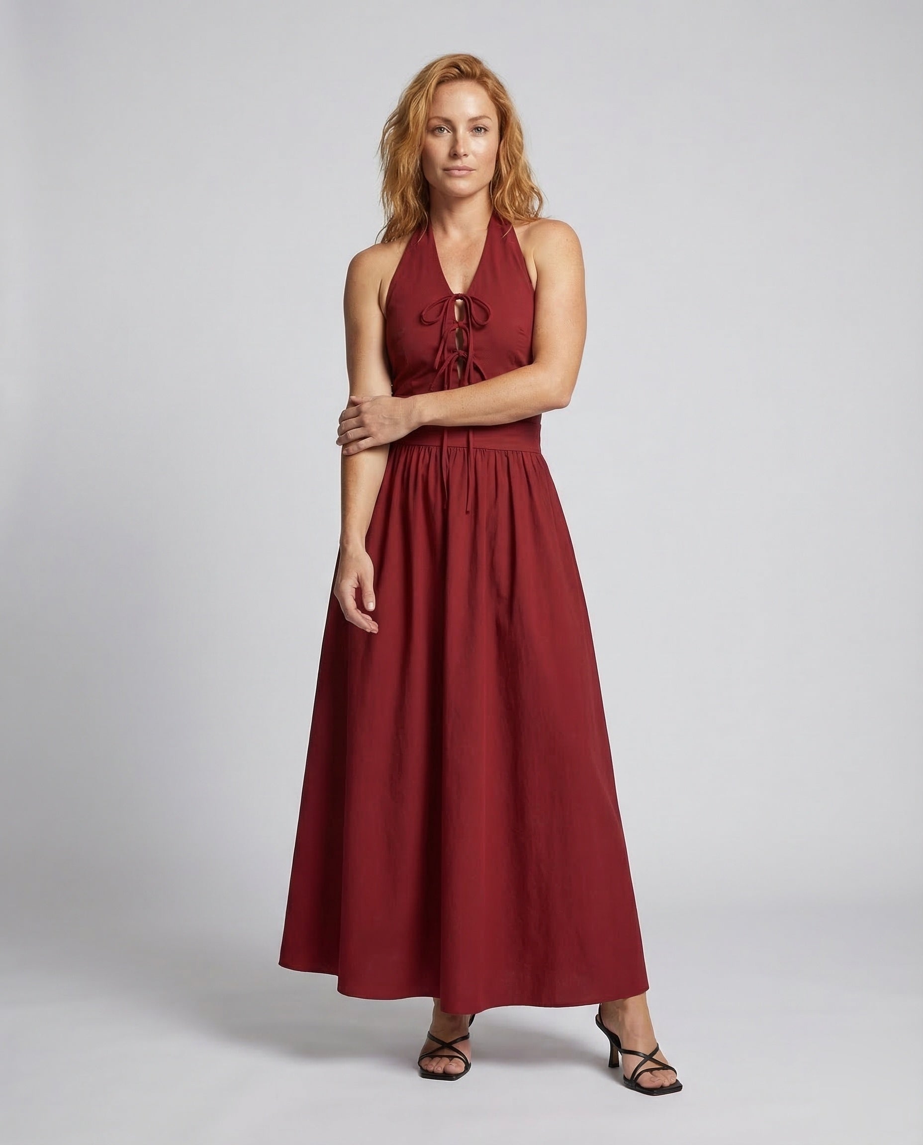 Abito Maxi Donna Senza Maniche Collo Halter - Brentozzi