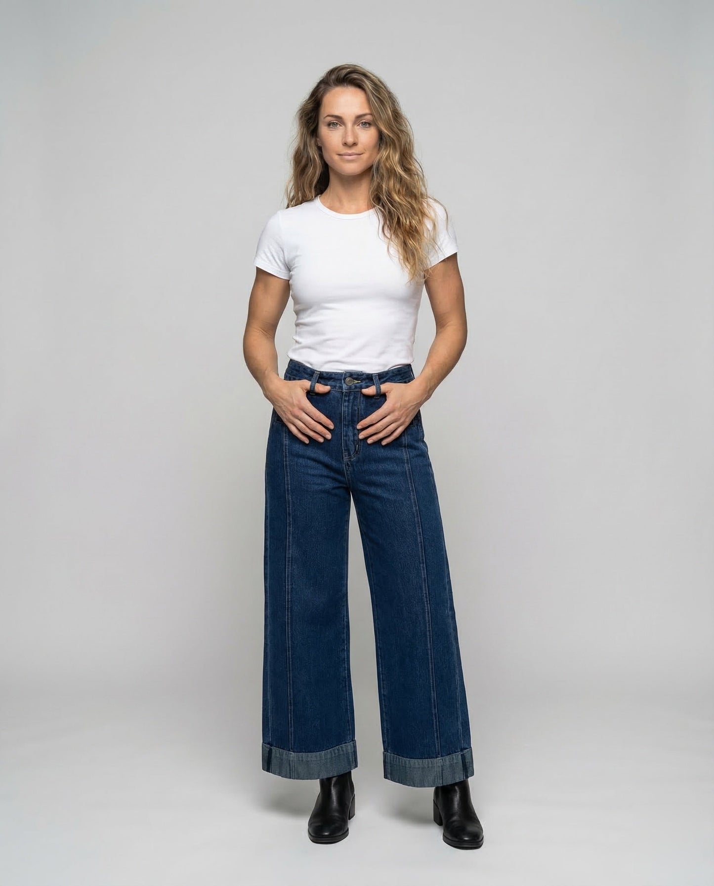 Pantaloni Jeans Donna Vita Alta Taglio Culotte - Brentozzi