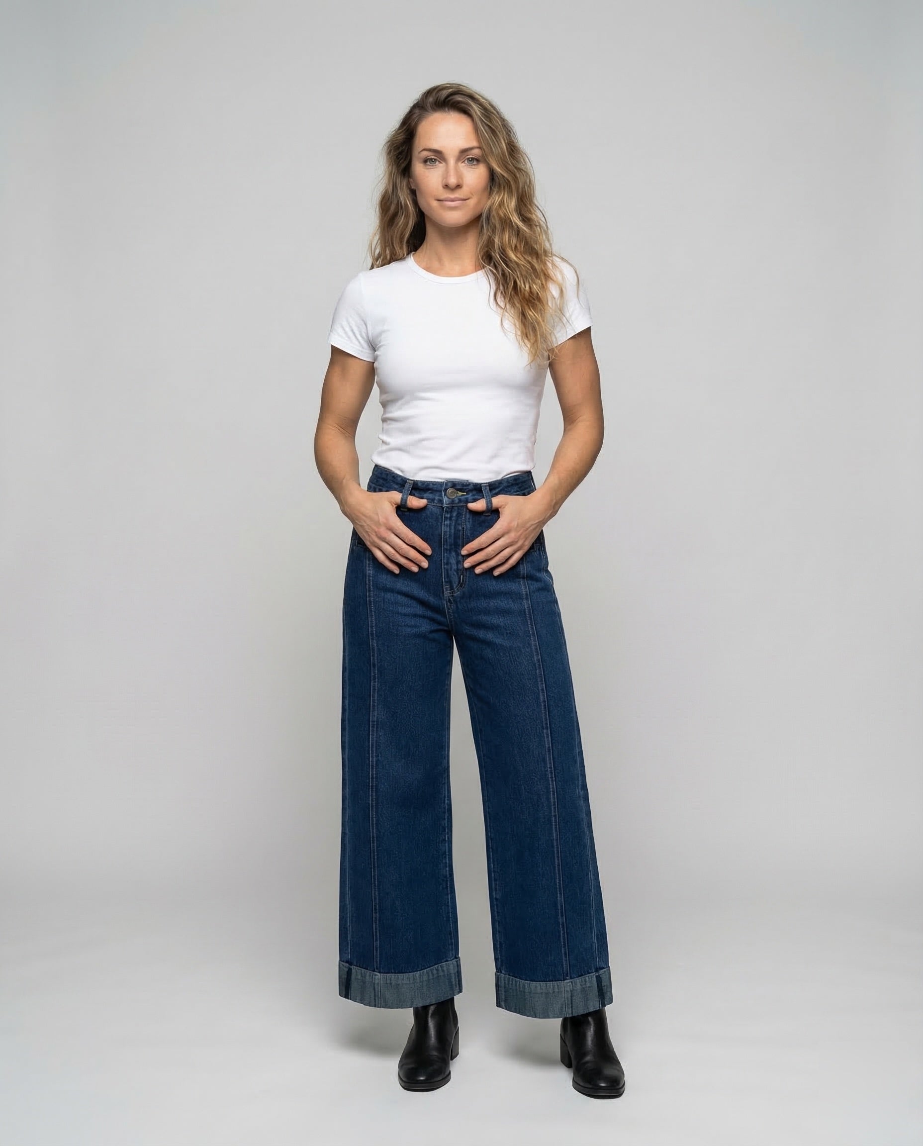 Pantaloni Jeans Donna Vita Alta Taglio Culotte - Brentozzi