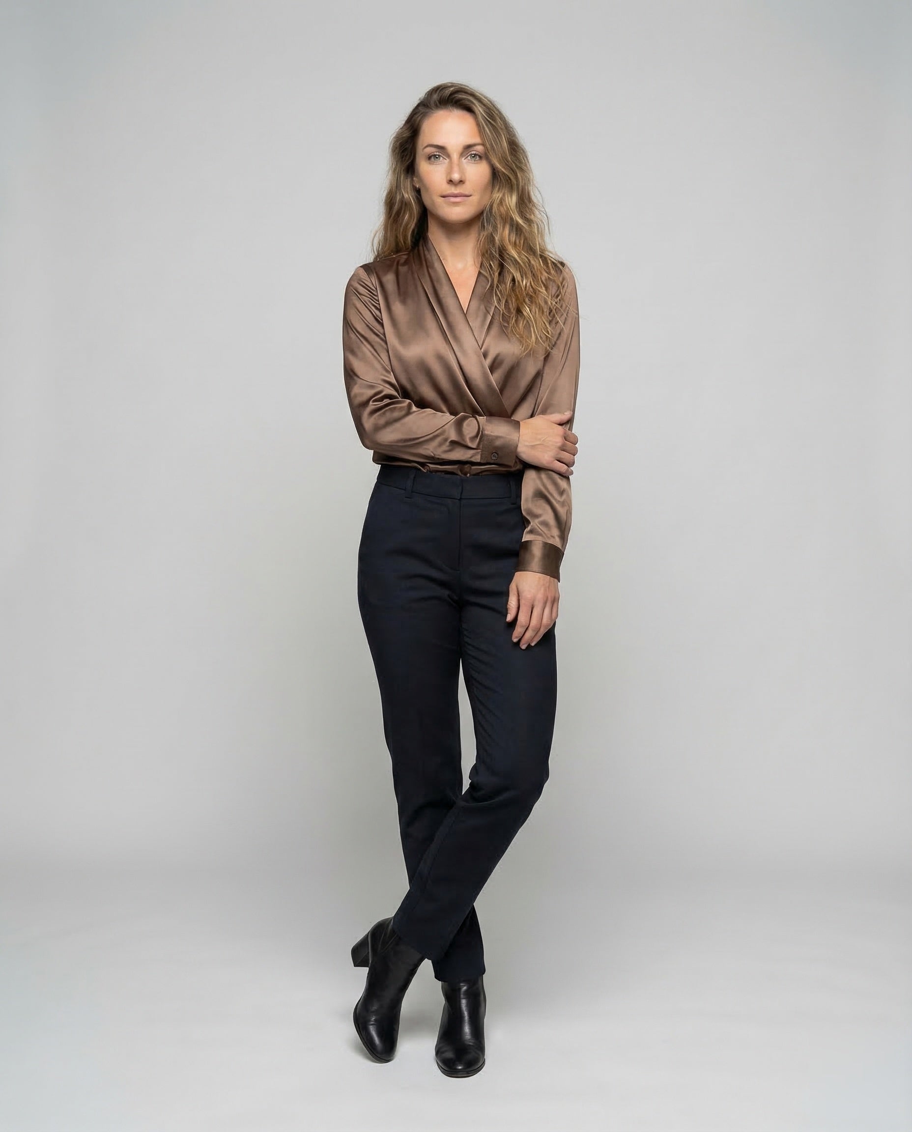 Blusa Donna Drappeggiata a Portafoglio Collo a Cascata - Brentozzi