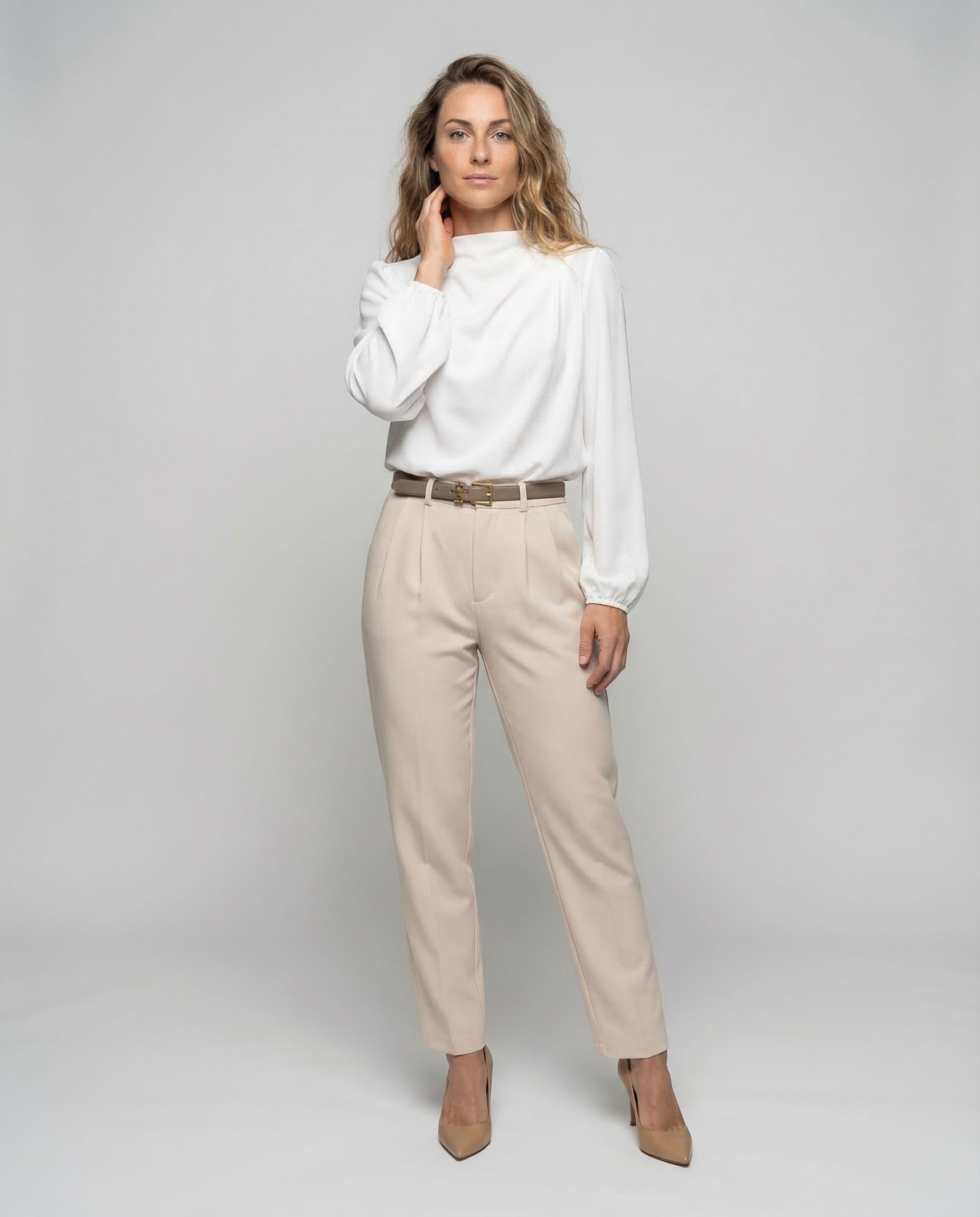 Blusa Elegante Donna Manica Lunga Collo Alto - Brentozzi