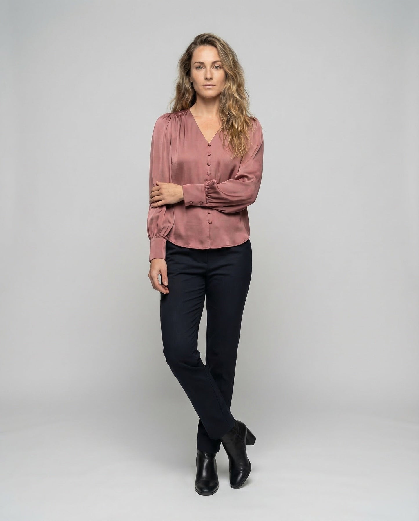 Blusa Donna in Satin Manica a Palloncino Elegante - Brentozzi