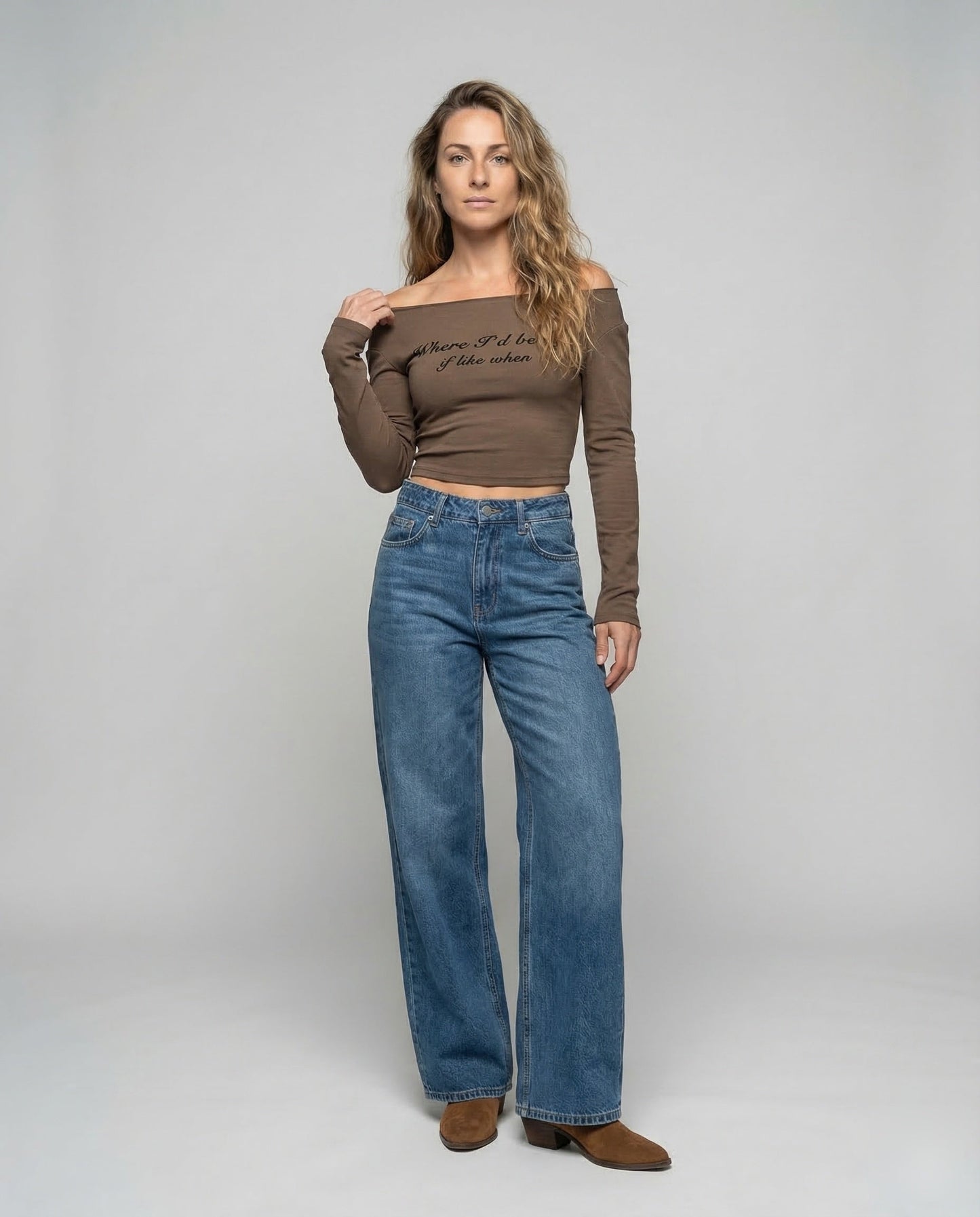 Pantaloni Denim Donna Extra Larghi Cucitura Centrale - Brentozzi