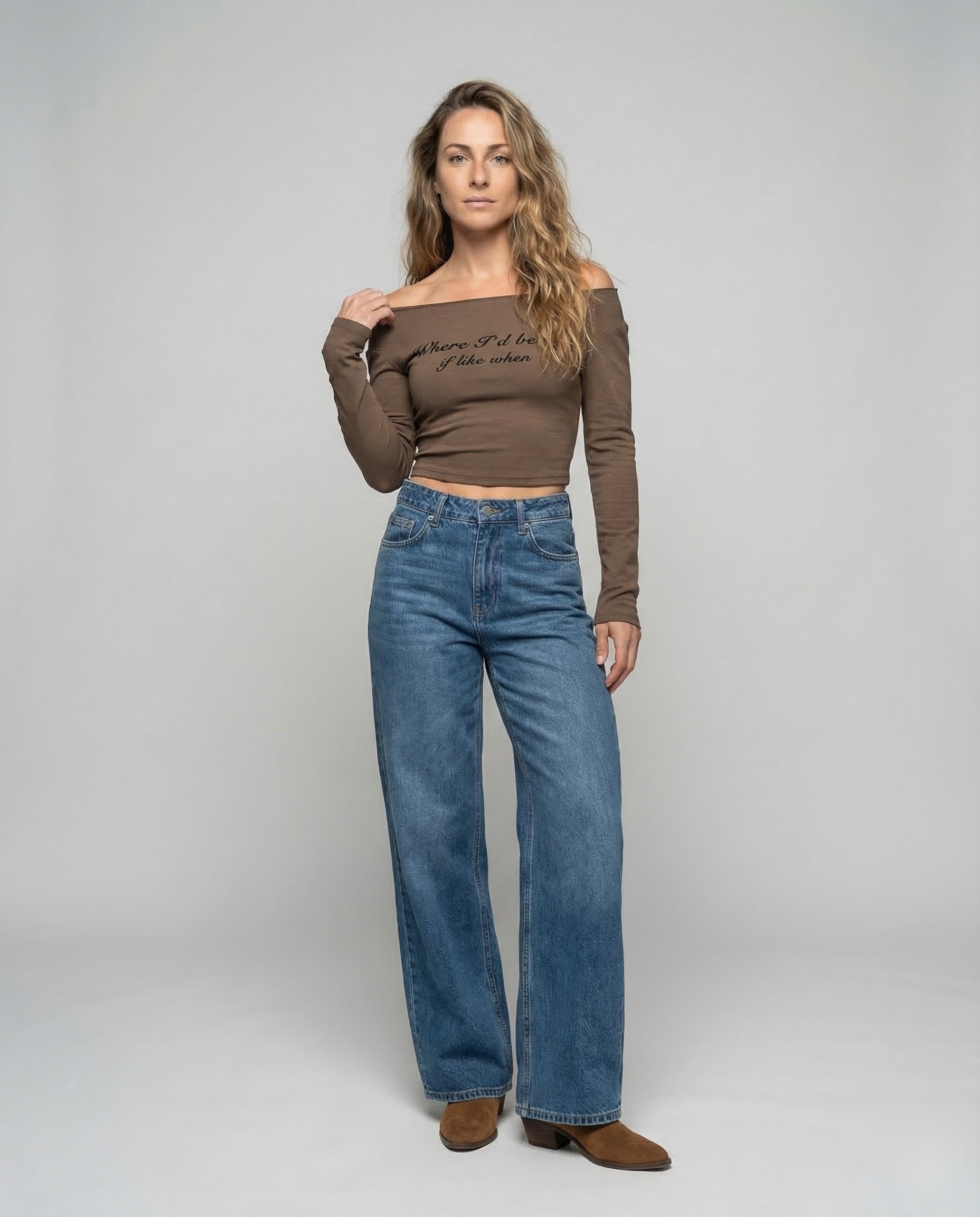 Pantaloni Denim Donna Extra Larghi Cucitura Centrale - Brentozzi