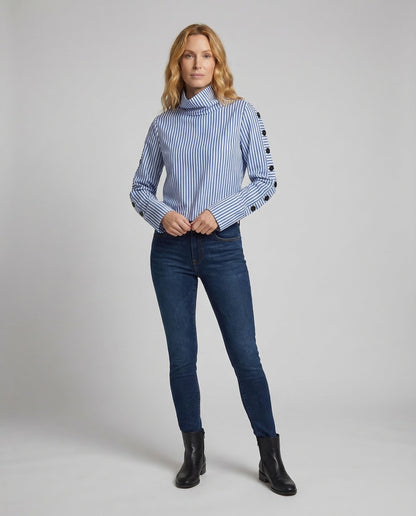 Camicia Oversize Donna Collo Alto Bottoni Decorativi - Brentozzi