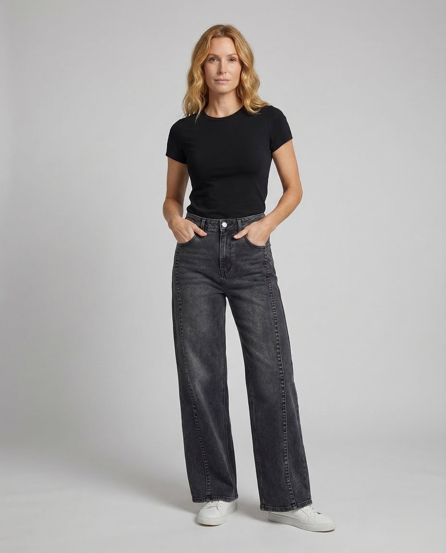 Jeans Donna a Vita Alta Gamba Larga - Brentozzi