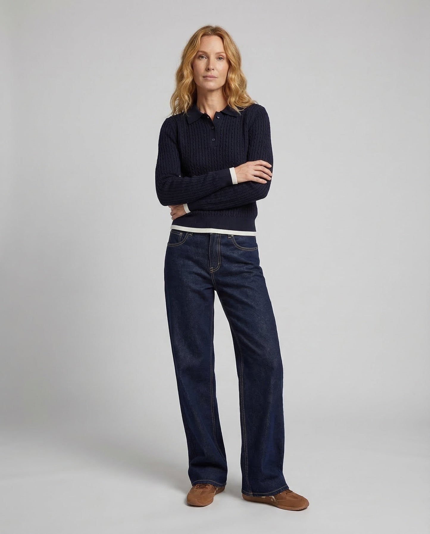 Pantaloni Jeans Donna Vita Alta Taglio Largo - Brentozzi