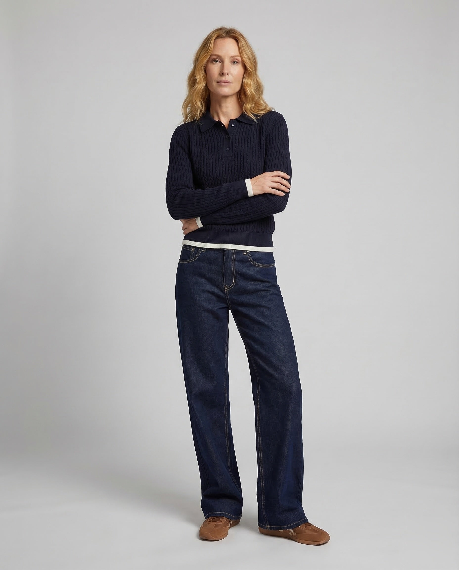 Pantaloni Jeans Donna Vita Alta Taglio Largo - Brentozzi