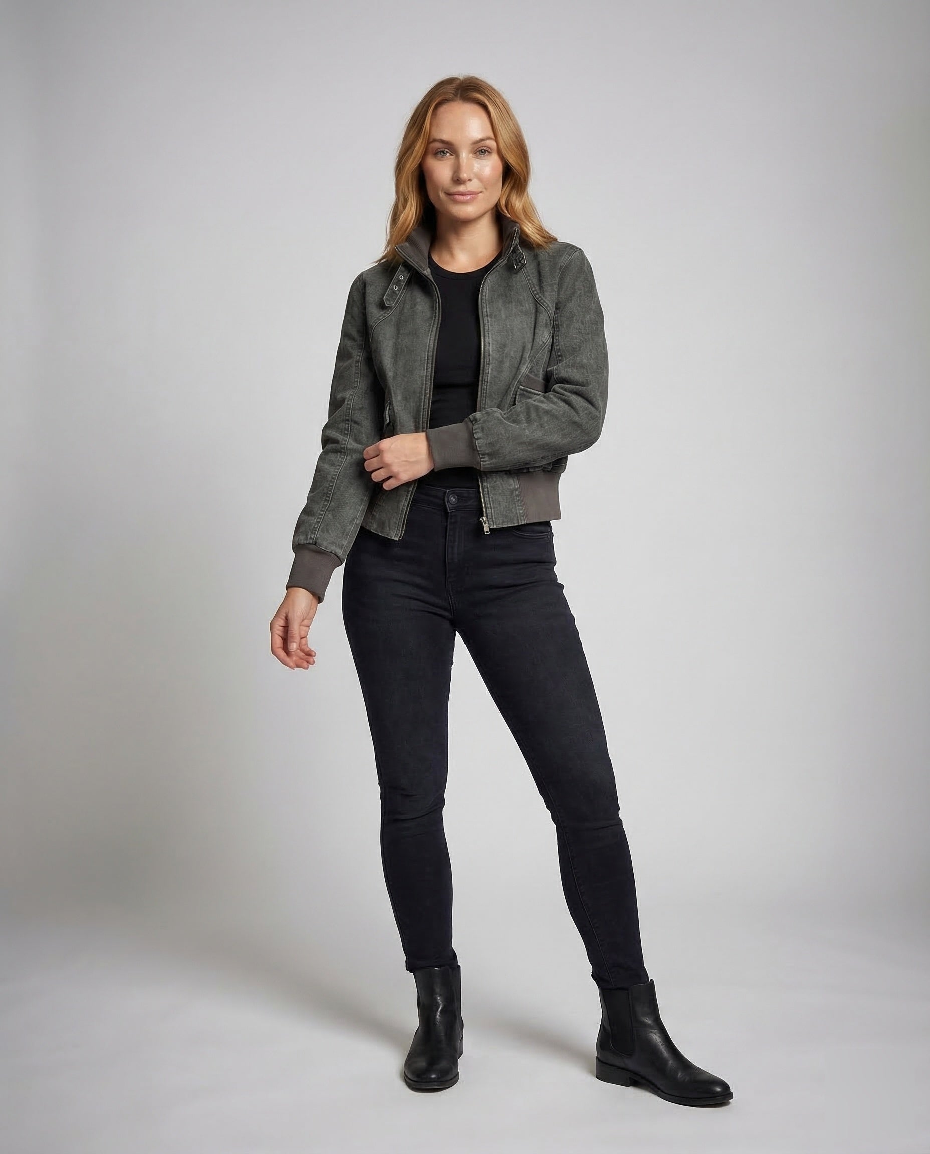 Giacca Biker Bomber Donna con Fibbia Regolabile - Brentozzi