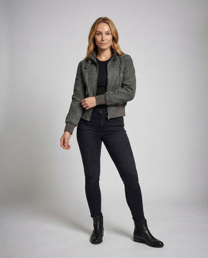 Giacca Biker Bomber Donna con Fibbia Regolabile - Brentozzi