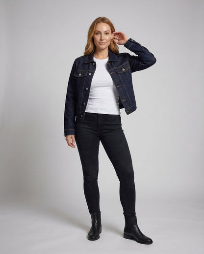 Giacca Denim Donna Boxy Chiusura a Bottone - Brentozzi