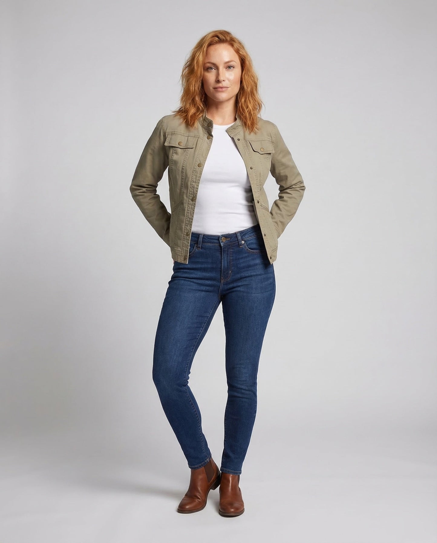 Giacca Donna in Twill Collo Alto Manica Corta - Brentozzi